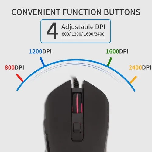 Vista 3 de IULONEE Ratón óptico con cable USB tipo C, silencioso para computadora, mouse óptico para juegos, ergonómico, 7 retroiluminación LED, 2400 DPI, 6