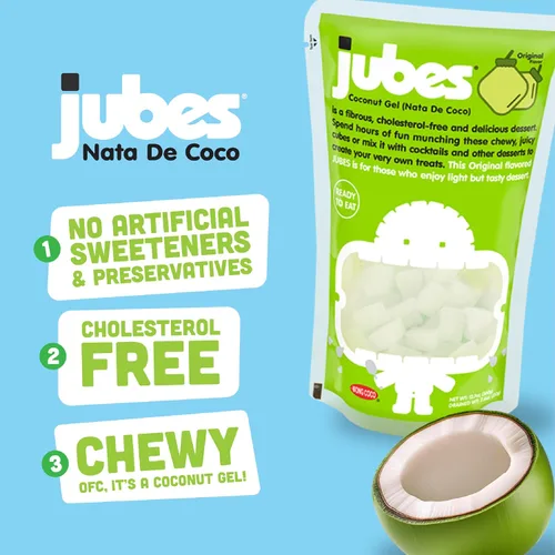 Vista 5 de Jubes Grape Nata De Coco Jelly Cubes 12.7 oz – Cubos de jalea de coco de uva para sagú – Gel de coco en ingredientes de jarabe para té de frutas