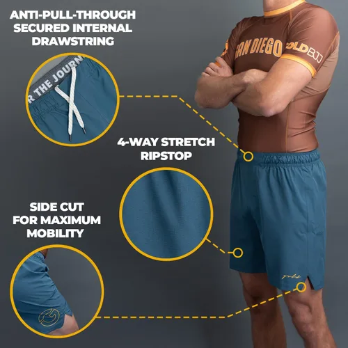 Vista 2 de Gold BJJ Airflex - Pantalones cortos de Jiu Jitsu - Combate corto para No Gi, Wrestling, MMA y boxeo