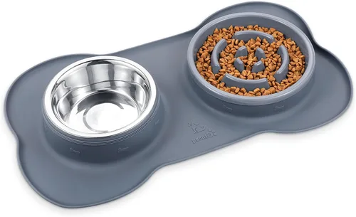 Vista 10 de Pecute Comedero Lento para Perros para Ralentizar la Alimentación, Tazón para Perros con Alimentador Lento sin Derrame con Alfombrilla de Silicona