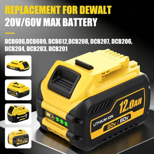 Vista 3 de 2 Packs 12000mAh Replacement for Dewalt 20V/60V Flexvolt Max Battery DCB612