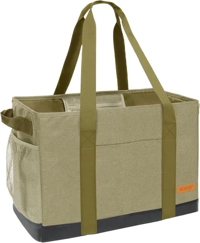 Vista 14 de WONDAY Portador de Bolsa de Compras Reutilizable Extra Grande de Pie con Asa, Treinta y Una Bolsa Utilitaria Plegable para Compras y Playa Verde