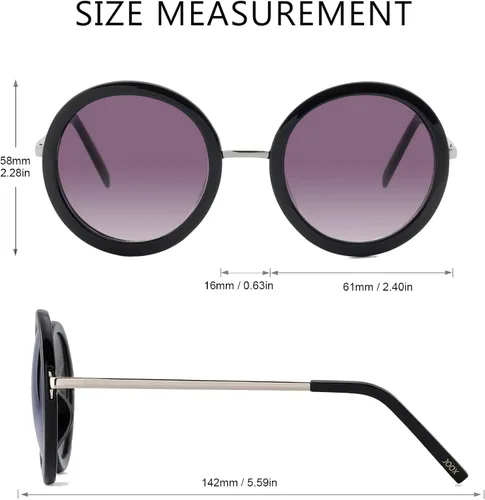 Vista 3 de JOOX Gafas de sol redondas para mujer, gafas de sol clásicas estilo retro, 100% protección UV