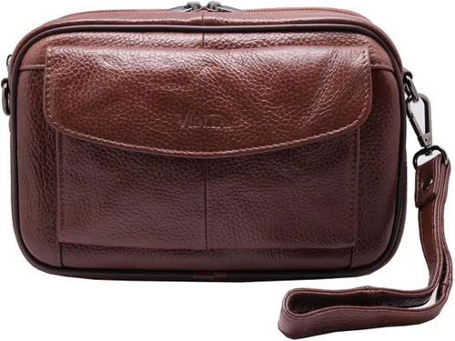 Vista 3 de Vidlea Bolso bandolera de cuero genuino para hombre, bolso de mensajero, organizador de chequera