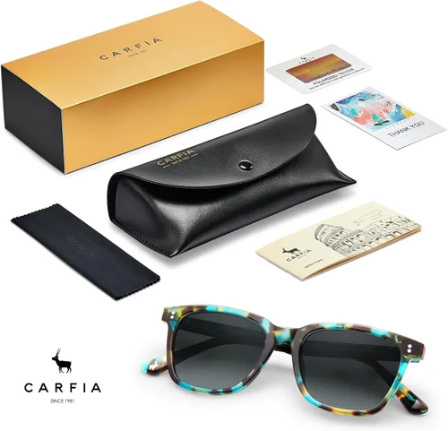 Vista 88 de Carfia Chic - Lentes de sol polarizados para mujer, protección UV400, marco de acetato pulido a mano