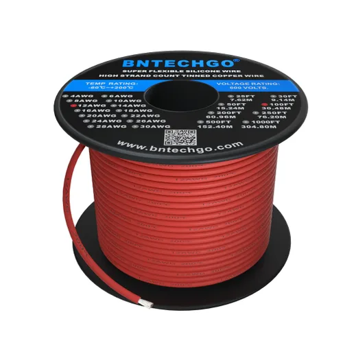 Vista 30 de BNTECHGO Carrete de alambre de silicona calibre 12, 50 pies, color marrón, flexible, 12 AWG, alambre de cobre estañado trenzado