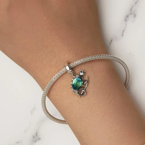 Vista 3 de NINGAN Dije de plata de ley 925 con diseño de animales, diseño de perro, huella de pata, gato, libélula, conejo Koi, compatible con collar