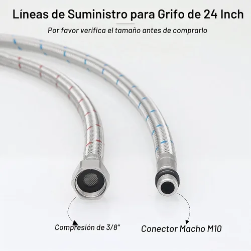 Vista 2 de Líneas de suministro de 24 pulgadas 3/8 "Comp x M10 Línea de conector macho