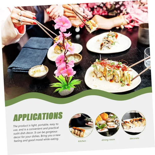 Vista 3 de 5 sets Exquisito plato de flores japonesas para sushi decorativo frío plato flor adorno flor falsa decoración 2 piezas x 5