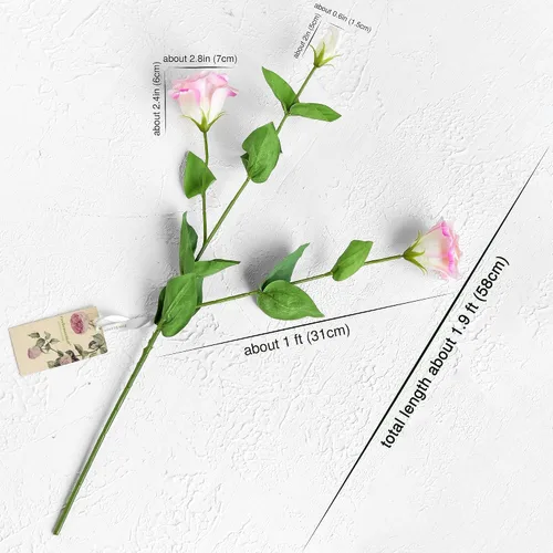 Vista 7 de FiveSeasonStuff Real Touch Lisianthus - Flores artificiales florales de color rosa claro, tallos largos y altos, 1.9 pies, 3 tallos Rosa claro
