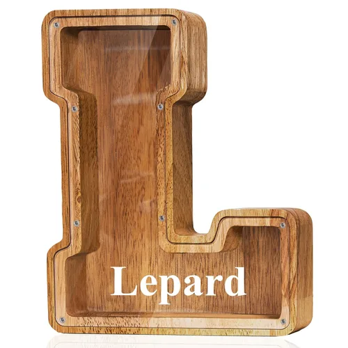 Vista 38 de Alcancía de madera grande personalizada con letras – Alcancía de letras para niños y niñas, regalo de cumpleaños (A)