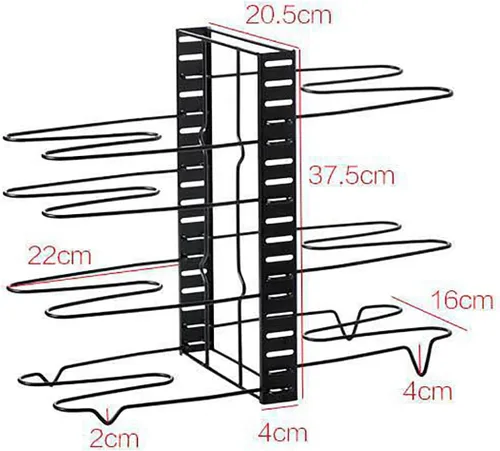 Vista 7 de Organizador ajustable para ollas y sartenes para armario de cocina, 8 niveles, organizador de ollas y sartenes, soporte de tapa expandible