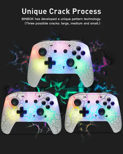 Vista 3 de Control de Switch, control inalámbrico para Switch, Switch Pro, Switch Lite o Switch OLED, control remoto inalámbrico con luces LED ajustables y 8