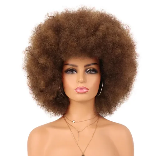 Vista 8 de G&T Wig Pelucas rizadas afro de los años 70 para mujeres negras, sin pegamento y suaves pelucas afro negras grandes, con volumen y suaves de aspecto