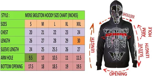 Vista 3 de SKYLINEWEARS Sudadera con capucha de esqueleto y calavera para hombre disfraz de Halloween