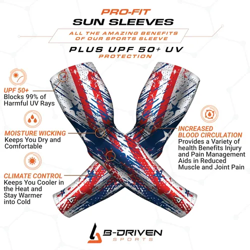 Vista 3 de B-Driven Sports Mangas de compresión de enfriamiento para hombres, mujeres y jóvenes, protección UV del antebrazo, soporte deportivo (1 par)