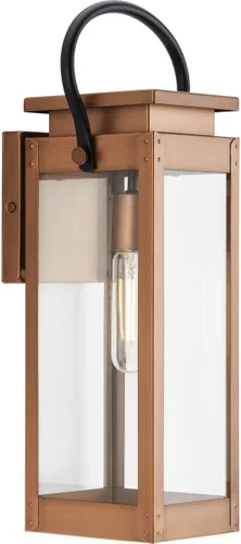 Vista 17 de Progress Lighting Union Square Collection - Lámpara de cristal plano transparente con 2 luces, para exteriores, acero inoxidable