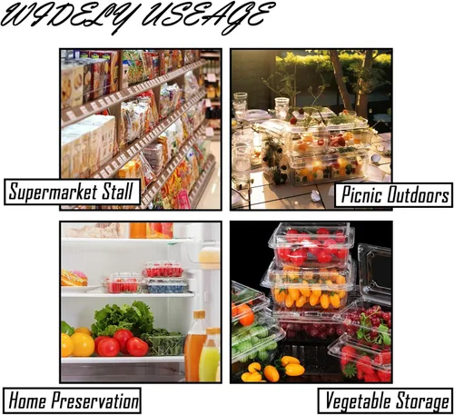 Vista 7 de Recipientes de plástico transparente para llevar, 100 unidades, tapa con bisagras Togo Containers, Food Take Out Loaf Container, Food Storage