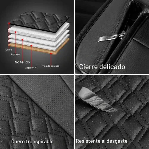 Vista 6 de Pariitadin Fundas de Cuero para Asientos de Automóvil Par Delantero, Impermeables, Transpirables, de Piel Sintética, Fundas de Asiento para B-Negro