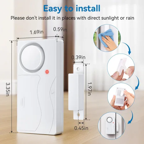 Vista 6 de Alarmas de puerta para la seguridad de los niños, timbres de puerta ruidosos de 110 dB cuando se abre la puerta, sensor de puerta con control