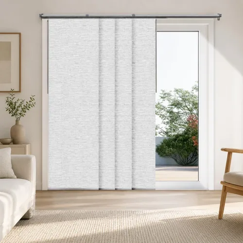 Vista 10 de CHICOLOGY Elegantes Persianas Verticales Transparentes Blancas para el Hogar, Ventanas Interiores Grandes, Puerta Corrediza, Patio (78" An x 84" Al)