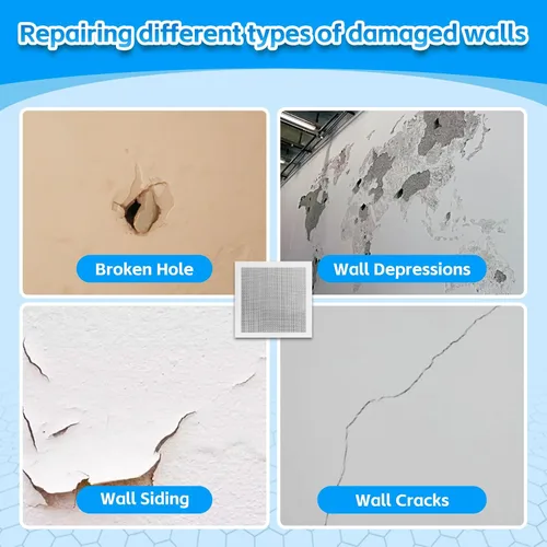 Vista 4 de Kit de reparación de pared de tamaño mejorado, 6 piezas autoadhesivas de 10 pulgadas, kit de reparación de paneles de yeso de aluminio, con su