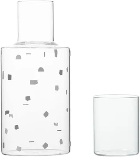 Vista 11 de Simple - Jarra de agua nocturna de cristal con vaso, jarra y taza de noche, color ámbar, 33 onzas