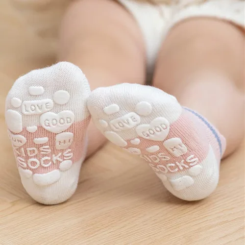 Vista 3 de Calcetines de agarre para bebé, antideslizantes, con agarres, unisex, para niña, niño, calcetines de tobillo para caminar