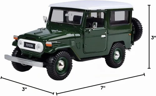 Vista 5 de Toyota FJ40 Verde Oscuro con Top Blanco 1/24 Diecast Model Car by Motormax