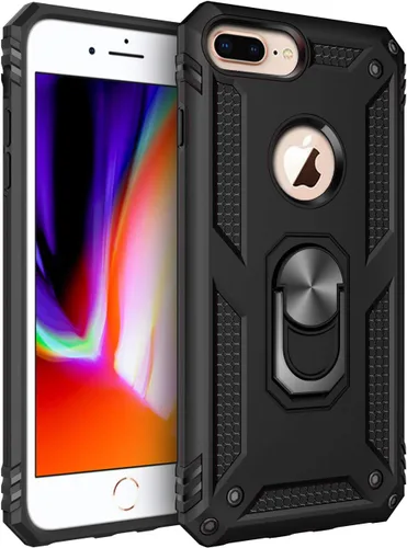 Vista 30 de Korecase Funda para iPhone 8, protección de cámara, armadura militar, doble capa, soporte compatible con iPhone 6 6s y iPhone 7 8, color negro