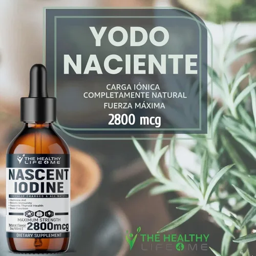 Vista 5 de Suplemento de yodo naciente 2800mcg Yoduro de potasio Gotas de yodo 100% vegano Color transparente Grande 2 oz