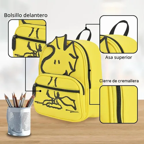 Vista 4 de Mini mochila Peanuts, bolsa de viaje pequeña para hombres y mujeres Woodstock