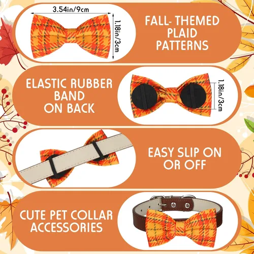 Vista 3 de Silkfly 60 piezas de collar de perro a cuadros, corbatín a granel, accesorios de vacaciones, lazos para cachorros, collares desmontables para perros