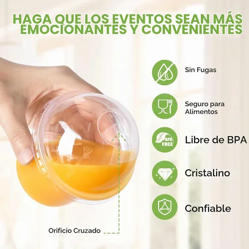 Vista 3 de TOFLEN - Paquete de 50 tazas de postre de plástico de 8 onzas con tapas de cúpula