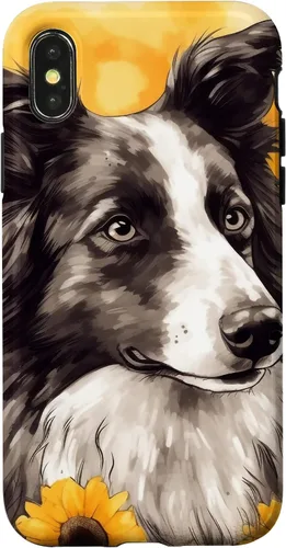 Vista 5 de iPhone 16 Border Collie Dog Watercolor Sunflower Border Collie Case
