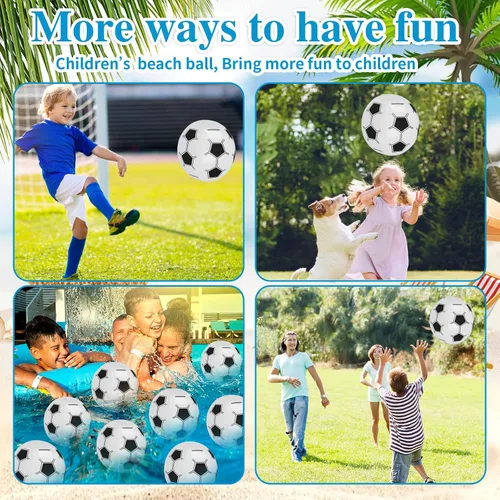 Vista 6 de FOIMAS 8 pelotas de fútbol de playa, pelotas de fútbol inflables de 15 pulgadas para verano, piscina, playa, fiesta, actividades al aire libre negro