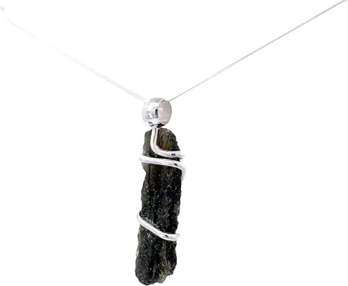 Vista 4 de Stones Eternal Collar con colgante de cristal de moldavita (22 pulgadas), verde, Metal