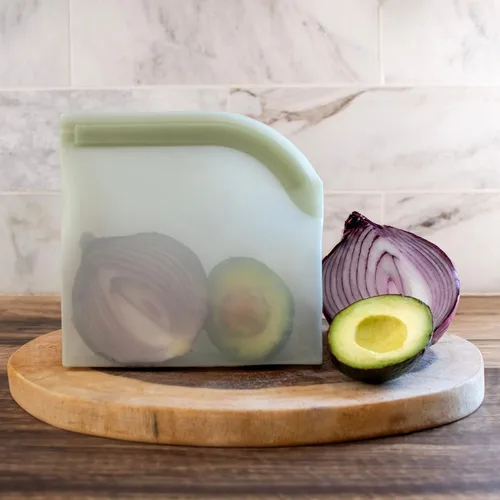 Vista 9 de Lotus Bolsas de silicona reutilizables para almacenamiento de alimentos, sin BPA, aptas para microondas y lavavajillas, bolsas de silicona