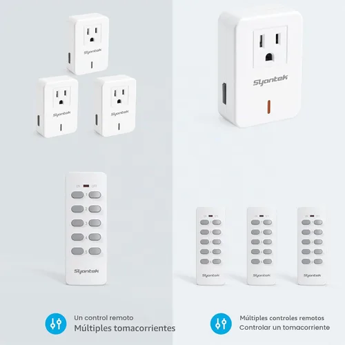 Vista 5 de Syantek Toma de Corriente con Control Remoto Interruptor de Luz Inalámbrico para Electrodomésticos, Kit de Interruptor de Luz Remoto Expandible