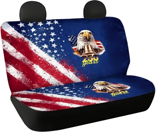 Vista 30 de AFPANQZ Funda protectora para asiento trasero de automóvil, con bandera patriótica estadounidense, solo para asiento trasero de automóvil, camión