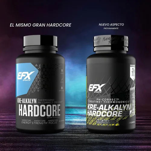 Vista 2 de EFX Sports Kre-Alkalyn Hardcore Suplemento termogénico de monohidrato de creatina con pH correcto, energía y fuerza, preentrenamiento 40