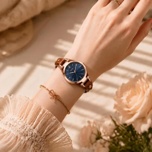 Vista 3 de BUREI Reloj de pulsera analógico de cuarzo para mujer, correa de cuero, reloj de pulsera Relogio Feminino, regalo para mujer