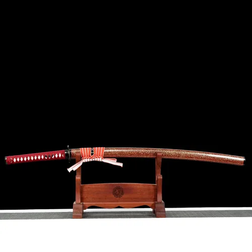 Vista 8 de Espada Katana Samurai de espiga completa, acero de alto carbono 1060, pulido de espejo, práctica, afilada de afeitar, espada japonesa de 41 pulgadas