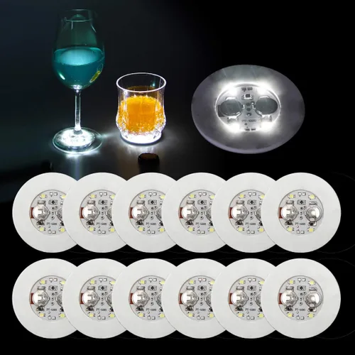 Vista 8 de 12 posavasos LED para bebidas, botella de posavasos de barra LED, etiqueta Posavasos para botellas de licor perfecto para fiestas, bodas, bar Azul