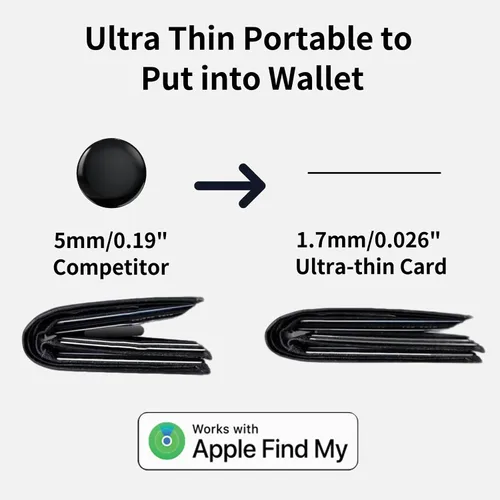 Vista 5 de Tarjeta de seguimiento de billetera con certificación MFi, funciona con Apple Find My 0.07in ultra slim tracker card, wireless charging, IP67