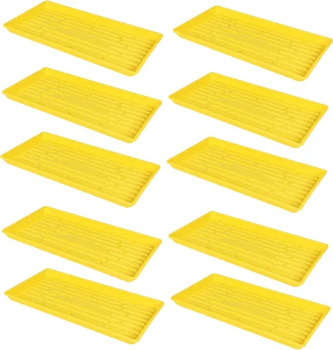 Vista 24 de SUNPACK Bandeja de inicio de semillas de plástico poco profunda de 10 x 20 pulgadas, color negro, 1 pulgada, sin agujeros de drenaje, ideal