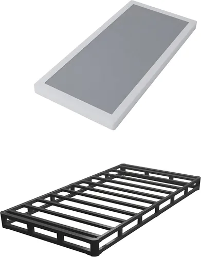 Vista 9 de HOBINCHE Somier individual de perfil bajo, somier de 3 pulgadas para cama de tamaño individual, base de cama resistente, base de colchón de metal