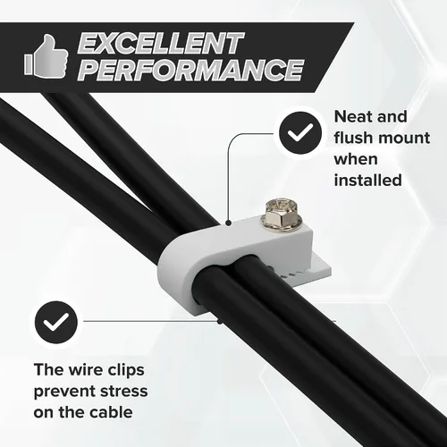 Vista 6 de THE CIMPLE CO Clips dobles para cables con tornillos, abrazaderas de cable coaxial de 1/2 pulgada para exteriores, gestión de cables exteriores