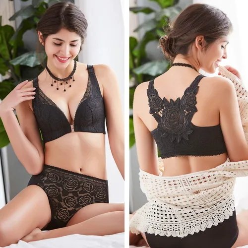 Vista 2 de Aivtalk Brasier push-up sin aros para mujer, copa moldeada con apertura frontal, talla grande