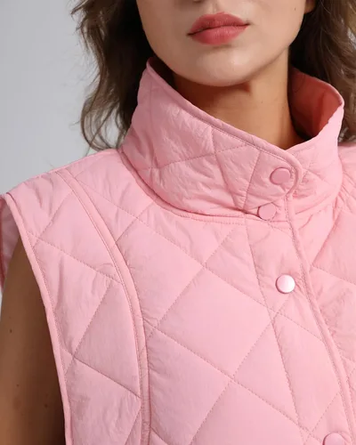 Vista 2 de Gacaky Chaleco ligero para mujer, con cuello alto, sin mangas, acolchado, abrigo de invierno cálido
